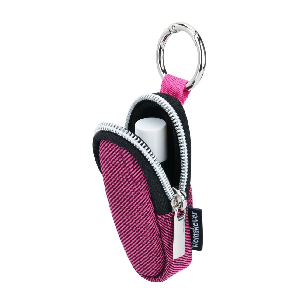 Portable Lip Balm Organizer Case with Keychain, Travel Lipstick Holder Storage Bag, Waterproof Small Cosmetic Organizer, Anti-Lost Lipstick Lip Gloss Sleeve Pouch Keeper Case (Rose Red, Small)