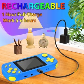 TEBIYOU Handheld Games for Kids Built-in 218 Video Games, Portable Kids Travel Toys for Ages 4-13 with Rechargeable Battery 3.0 HD Screen, Mini Gaming Player Birthday Gifts for Boys Girls (Blue)