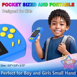 TEBIYOU Handheld Games for Kids Built-in 218 Video Games, Portable Kids Travel Toys for Ages 4-13 with Rechargeable Battery 3.0 HD Screen, Mini Gaming Player Birthday Gifts for Boys Girls (Blue)