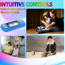 TEBIYOU Handheld Games for Kids Built-in 218 Video Games, Portable Kids Travel Toys for Ages 4-13 with Rechargeable Battery 3.0 HD Screen, Mini Gaming Player Birthday Gifts for Boys Girls (Blue)