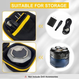 Hard Case Compatible with Microtouch/for Tustow/for Redbreak/for SOLIMPIA Electric Shaver for Titanium Head Shavers, (Case Only) for Bald Men, Travel Electric Razor Storage Box (Black Yellow)