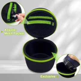 Hard Case Compatible with Microtouch/for Tustow/for Redbreak/for SOLIMPIA Electric Shaver, (Case Only) for Titanium Head Shavers for Bald Men, Travel Electric Razor Storage Box (Black Green)