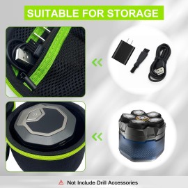 Hard Case Compatible with Microtouch/for Tustow/for Redbreak/for SOLIMPIA Electric Shaver, (Case Only) for Titanium Head Shavers for Bald Men, Travel Electric Razor Storage Box (Black Green)