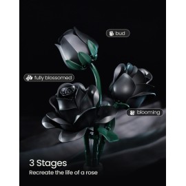 Black Roses Bouquet Building Set, Gothic Horror Flowers Botanical Collection Blocks Kit Compatible with Lego for Adults Women - Gift for Halloween & Valentines - Artificial Plant Home Decor - IA11001