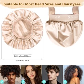Adubor Silk Bonnet for Sleeping Women Men - Double Layer Satin Bonnet - Non-Slip Silk Turban - Hair Bonnet for Sleeping - Sleep Cap for Curly Hair (Beige)