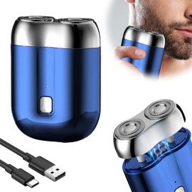 Mini Dual-Head Electric Shaver, 2025 New Upgrade Pocket Shaver USB Mini Shavers for Men, Washable Double Head Razor, Rechargeable Waterproof Compact Electric (Blue) Mini Dual-Head Electric Shaver, 2025 New Upgrade Pocket Shaver USB Mini Shavers for Men, Washable Double Head Razor, Rechargeable Waterproof Compact Electric (Blue)
