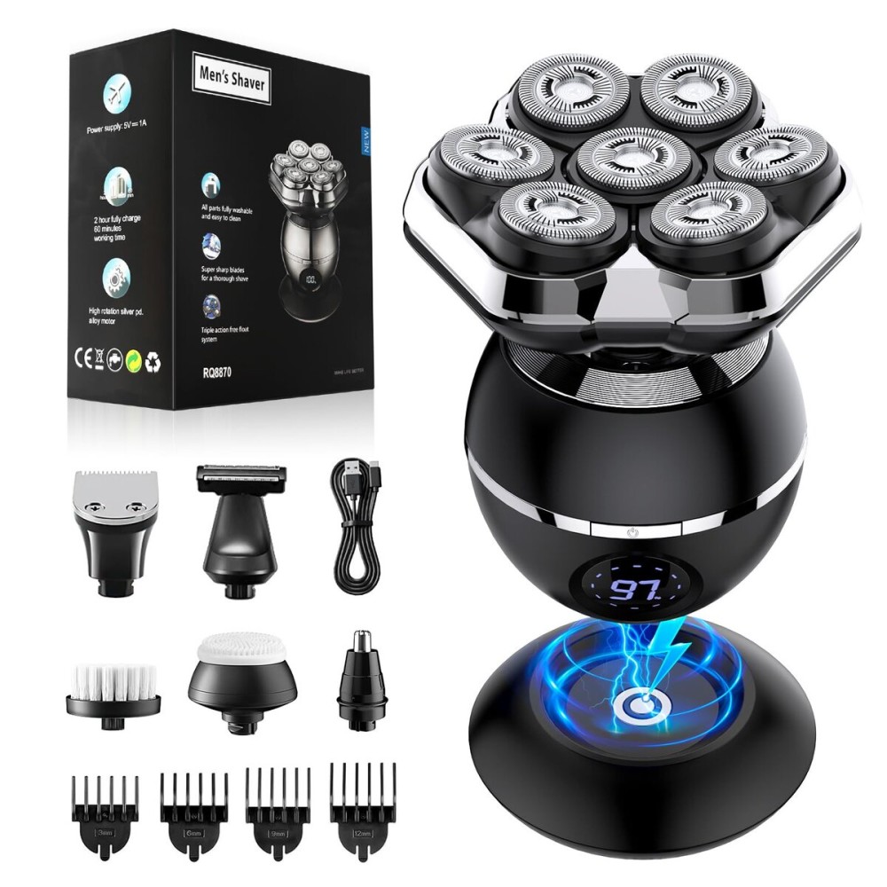 ETENTOUS Head Shavers for Bald Men, 2025 Upgraded Magnetic Head Shaver, Waterproof Wet/Dry Bald Head Shavers for Men, 6-in-1 Shaving Kit Electric Shaver