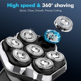 ETENTOUS Head Shavers for Bald Men, 2025 Upgraded Magnetic Head Shaver, Waterproof Wet/Dry Bald Head Shavers for Men, 6-in-1 Shaving Kit Electric Shaver