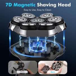 ETENTOUS Head Shavers for Bald Men, 2025 Upgraded Magnetic Head Shaver, Waterproof Wet/Dry Bald Head Shavers for Men, 6-in-1 Shaving Kit Electric Shaver