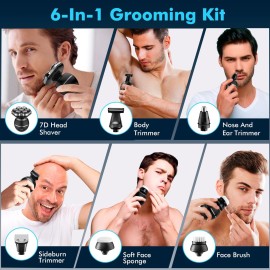 ETENTOUS Head Shavers for Bald Men, 2025 Upgraded Magnetic Head Shaver, Waterproof Wet/Dry Bald Head Shavers for Men, 6-in-1 Shaving Kit Electric Shaver