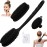 GEENOA Silicone Face & Back Scrubber Set, Manual Face & Body Scrubber Exfoliator with Soft Bristles and Non-Slip Handle, Back Brush Bath Brush with 2 Detachable Brush Heads(3PCS Black Set)
