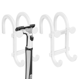 Linkidea Shower Razor Holder, Loofah Razor Storage Stand, Bathroom Shower Razor Hook Compatible with Gillette ProGlide Power, Vector 3, Mach 3, Venus Platinum&ComfortGlide (White)