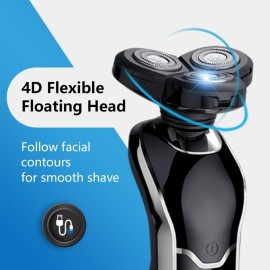 Electric Razor for Men, Electric Shaver, Rotary Shavers for Face Rechargeable Cordless with Sideburns Trimmer Nose Hair Trimmer, Waterproof Wet Dry Shaving