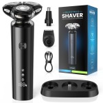 Electric Razor for Men, 2 Speed Electric Shaver for Men Face, Rechargeable IPX7 Waterproof Wet & Dry Rotary Shaver with Charging Base