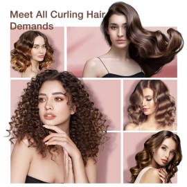 Vylto 5 in 1 Curling Iron Set-Instant Heat Hair Curling Wand Set with Curling Brush,4 Interchangeable Ceramic Wands (0.35-1.25) and Heat Protective Glove & 2 Clips for Girls and Women