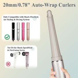 Chivixe 20mm/0.78 inch Long Curling Barrels Attachment Compatible with Shark FlexStyle Accessories, Auto-Wrap Curling Iron Curlers to Create Natural Classic and Textured Waves