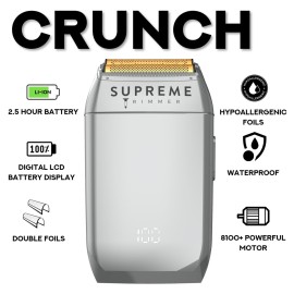 Supreme Trimmer Crunch Electric Razor for Men | 150 Minute Runtime, Waterproof Wet/Dry Men\'s Electric Corded/Cordless Double Foil Shaver for Stubble | STF602