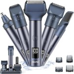 Beard Trimmer and Clippers Set for Men with Precise Dial Adjustable 20 Settings, All-in-One Electric Shavers Haircuts Kit for Face Head Body Nose - IPX7 Waterproof Wet and Dry, USB-C Recharge Dock