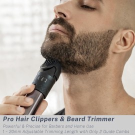 Beard Trimmer and Clippers Set for Men with Precise Dial Adjustable 20 Settings, All-in-One Electric Shavers Haircuts Kit for Face Head Body Nose - IPX7 Waterproof Wet and Dry, USB-C Recharge Dock