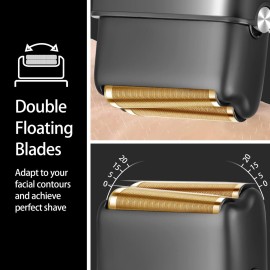Electric Razor for Men, Electric Foil Shavers, 3-Speed Foil Shaver with Double Floating Blades, IPX7 Waterproof Wet/Dry Shaver, 90 Min Runtime, LED Display, Travel Lock, Gifts for Men