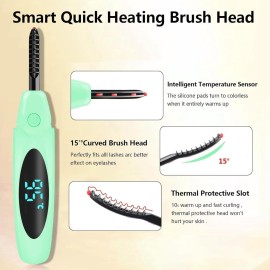 Heated Eyelash Curlers Electric Eyelash Curler with LED Display, 3 Temperature Modes 24H Long Lasting Anti-Burn USB Rechargeable Natural Curling for Women Makeup Tools Gifts