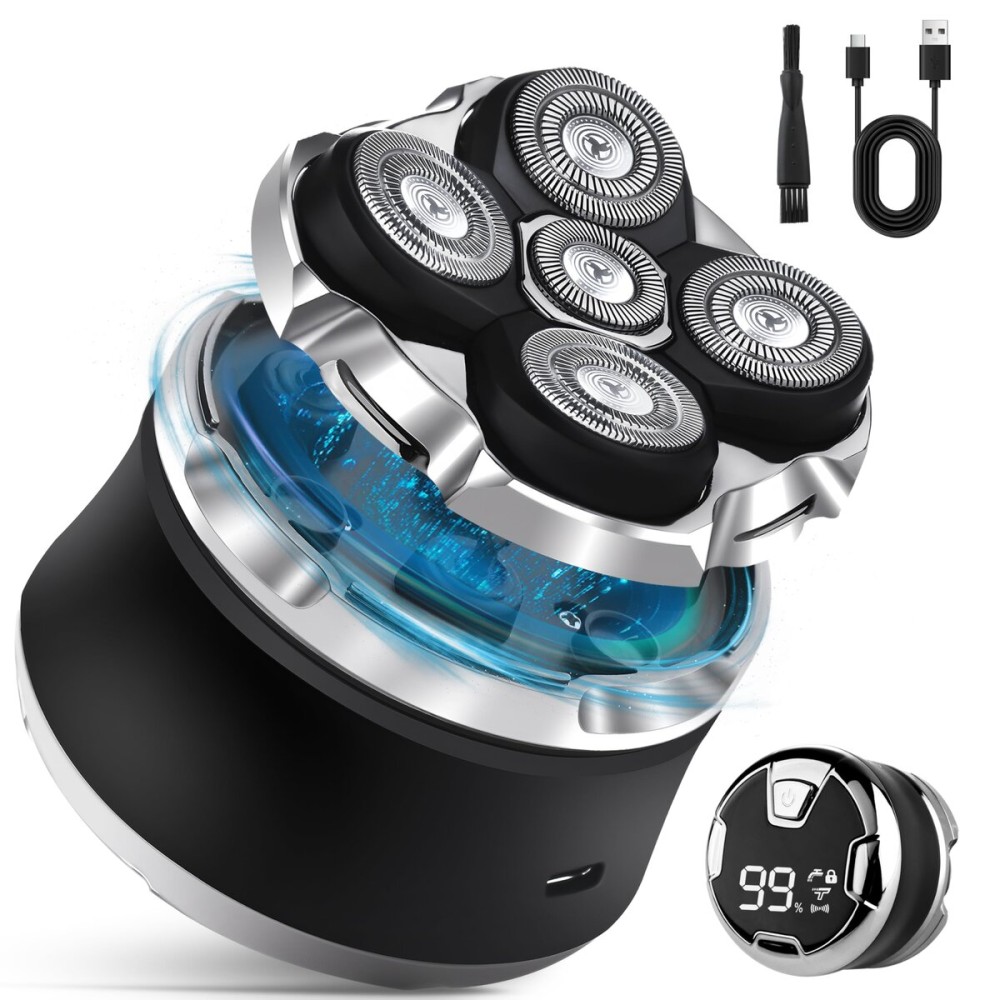 Toncoke Head Shavers for Bald Men - 5D Rechargeable Head Face Magnetic Electric Razor, Wet Dry Shaving LED Display Cordless USB C Type-C Charging Men\'s Rotary Shaver Gift for Son Boyfriend Birthday