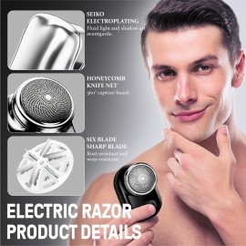 Mini Electric Shaver, 2024 New Fast Charging Digital Display Mini Portable with Mirror, USB Rechargeable Powerful Storm Shaver for Men Mini Electric Razor Beard Trimmer (Silver) Mini Electric Shaver, 2024 New Fast Charging Digital Display Mini Portable with Mirror, USB Rechargeable Powerful Storm Shaver for Men Mini Electric Razor Beard Trimmer (Silver)
