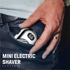 Mini Electric Shaver, 2024 New Fast Charging Digital Display Mini Portable with Mirror, USB Rechargeable Powerful Storm Shaver for Men Mini Electric Razor Beard Trimmer (Silver) Mini Electric Shaver, 2024 New Fast Charging Digital Display Mini Portable with Mirror, USB Rechargeable Powerful Storm Shaver for Men Mini Electric Razor Beard Trimmer (Silver)