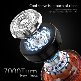 Mini Electric Shaver for Men-Type-C Fast Charging with High-Speed Motor,LED Digital Display,18 Precision Steel Blades, Trendy Dual Color Mini Design,Portable Electric Razor (Black, Small)